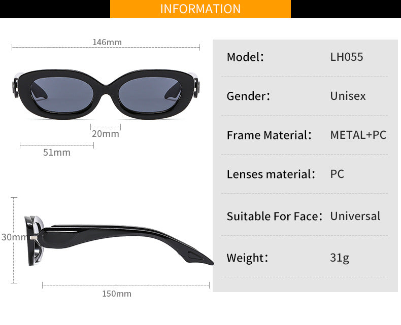 Trendy Sunglasses Oval Small Frame Men And Women Fashion Personalized